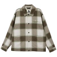 杰克·琼斯（JACK&JONES）秋冬季男装毛呢大衣外套时尚百搭休闲舒适宽松格子花纹225427027 E05深褐色 常规 S （170）