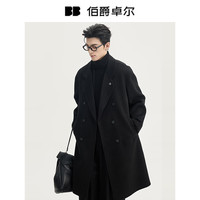 伯爵卓尔【石墨烯鹅绒内胆】羊绒双面呢大衣男士中长款2025秋冬通勤外套男 月夜黑 【石墨烯 / 鹅绒内胆款】第2批 XL (180)