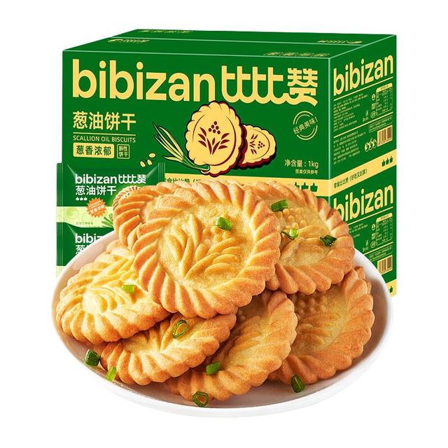 比比赞 葱油饼干400g怀旧早餐儿童零食单独小包装休闲食品小吃散装
