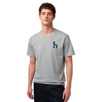 【100%棉】Hazzys哈吉斯2025夏季LOGO纯棉短袖T恤男宽松上衣 170/92A 灰色