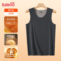 班尼路（Baleno）冬季羊毛背心男士修身内搭加绒锁温外搭衬衫商务西装不臃肿打底衫 【双面绒】-黑灰#纯色 L