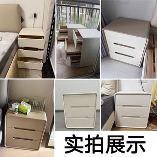 可芝（KERZY）高床头柜奶油风高级感家用卧室2025实木小型床边收纳柜免安装 【升级三抽】卡其色40x40x55cm