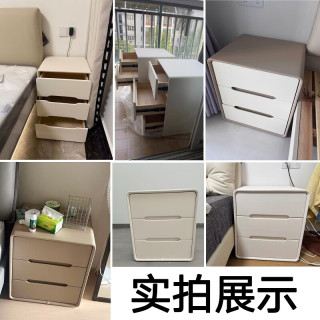 可芝（KERZY）高床头柜奶油风高级感家用卧室2025实木小型床边收纳柜免安装 【升级三抽】米白色45x40x55cm