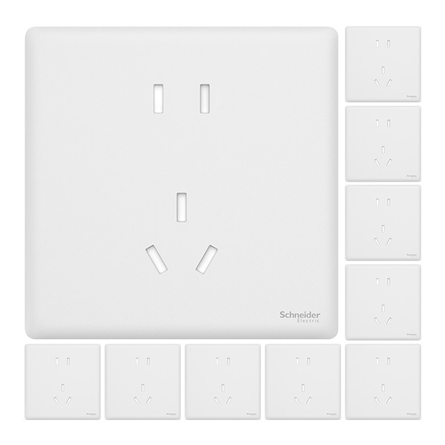 施耐德电气 Schneider Electric 施耐德 珍铂PC系列 丝绒白色开关插座面板 五孔10只装