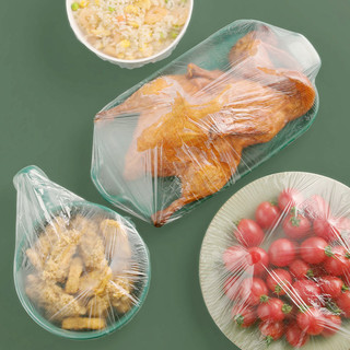 茶花一次性保鲜膜套罩加厚300只食品级松紧带保鲜袋冰箱家用