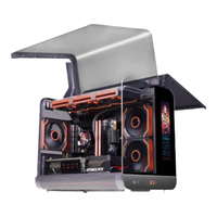 动力火车(PowerTrain)未知玩家幻翼LCD版黑色海景房机箱MATX立式台式电脑360水冷主机外壳 TYPE-C接口 带屏幕 幻翼 LCD屏幕版 黑色