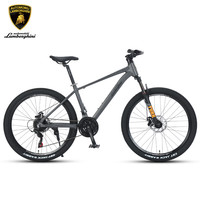 LAMBORGHINI 兰博基尼 自行车成人山地车自行车学生男女铝合金变速公路自行车油碟单车 钛金灰 27.5英寸