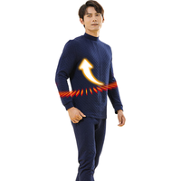 宜而爽【三层加厚半高领】秋冬防螨7A抑菌100%全棉保暖内衣套装男秋裤 深藏青【7A抑菌-防螨】 180/105(2XL)