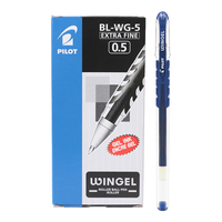 百乐（PILOT）WINGEL滑力筆BL-WG-5透明中性笔 小用滑力彩色顺滑水0.5mm 蓝黑色【12支装】 0.5mm