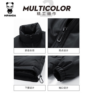 HIPANDA你好熊猫棉服男2025年潮牌立领棉服男女款外套休闲百搭保暖上衣 黑色 3XL