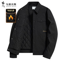 与狼共舞满印棋盘格复古时尚夹克男外套秋冬男款夹棉外套 9550250109401-001黑色(夹棉) 175/92A