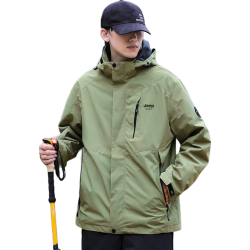 JEEP SPIRIT 吉普夹克男秋冬季韩版工装冲锋外套男装 军绿- XL