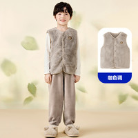 MINI 迷你巴拉男童女童家居儿童马甲秋冬宝宝珊瑚绒内搭 粉红60068 110cm