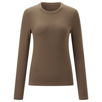 京东京造保暖内衣女士圆领打底衫秋冬内搭秋衣修身美体肌底衣 热可可色 L