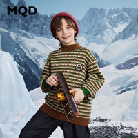 马骑顿(MQD)MQD男大童冬季学院风潮酷休闲卡通保暖半高领毛衣 绿条 160