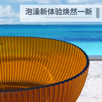奥享 woesom 透明鹅蛋型树脂浴缸 双人独立一体条纹浴盆