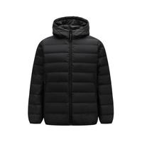 森马(Semir)羽绒服男轻松羽绒冬季防风防水连帽外套短款轻薄印花上衣潮 黑色(灰鸭绒)90001 175/92A/L