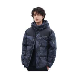 鸭鸭羽绒服 羽绒服男2026年冬季新款短款面包服防寒户外情侣厚外套 黑青迷彩色