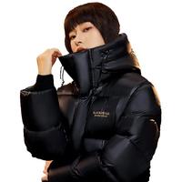 雅鹿【鹅绒泡芙】长款鹅绒羽绒服女冬季连帽加厚极寒男女同款外套 【鹅绒】黑色女款 L /175