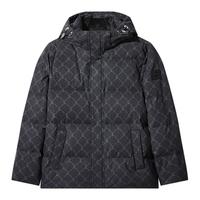 卡宾男装 90鸭绒羽绒服冬老花满印保暖外套可拆卸帽H 煤黑色01 50/175/L