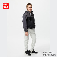 优衣库童装男童女童便携式防紫外线连帽外套透气防晒衣480861 09 黑色 130