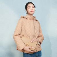 Infinity FINITY 春秋休闲连帽长袖保暖纯色百搭女式棉衣外套