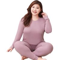 【加肥加大100%超柔弹棉】纯棉抑菌秋衣秋裤女士保暖内衣套装