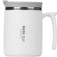 彩致（CAIZHI）304不锈钢马克杯带盖水杯双层防烫大容量咖啡杯＋折叠勺CZ6860 304不锈钢马克杯(带折叠勺) 白色