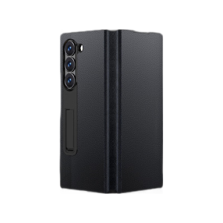 KOOLIFE 适用 三星ZFold6手机壳Galaxy Z Fold6手机保护套折叠屏翻盖真皮全包防摔皮套支架款超薄商务男女 三星GalaxyZFold6｜真皮壳-黑色