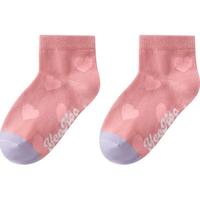 英氏【小恶魔联名】3/4双装儿童袜子男女童棉质抑菌柔软高弹宝宝袜 粉白桃心 【7A抑菌消臭短筒】 3双 3-5岁 (S) 脚长16-18CM