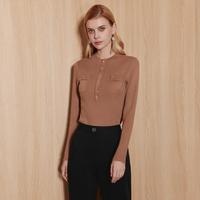 爱特爱 EITIE 气质圆领纽扣修身打底显瘦百搭针织衫初秋季