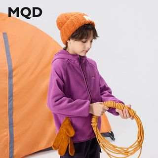 马骑顿MQD男童25冬新款户外保暖露营登山女童连帽棉服 电光紫 1