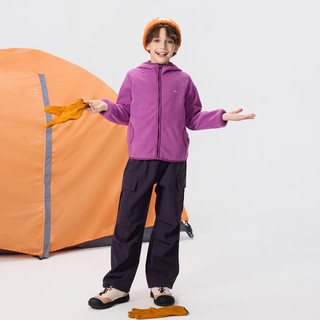 马骑顿MQD男童25冬新款户外保暖露营登山女童连帽棉服 电光紫 1