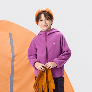 马骑顿MQD男童25冬新款户外保暖露营登山女童连帽棉服 电光紫 1