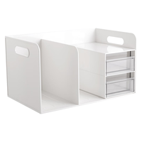 deli 得力 多功能收纳盒置物架 抽屉书立二合一带提手 /办公 白色
