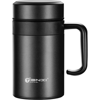 天喜保温杯 316不锈钢男士茶杯 绅士黑520ML（升级316不锈钢）加厚款 【升级316】 磨砂黑520ml