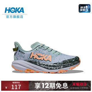 HOKA ONE ONE女款飞速羚羊6防水越野跑步鞋SPEEDGOAT 6 LOW GTX 户外轻便 玉石绿/烟灰色 38/235mm