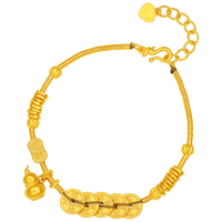 周六福五帝钱盘缠黄金手链女手串计价A0715802 约14.74g 16+3cm