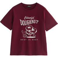 初语多款多色纯棉t恤女2024年夏季图案印花圆领短袖上衣 复古红小兔甜甜圈GT421803 S