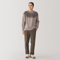 無印良品 MUJI（無印良品 ）男式 安第斯羊毛提花编织 圆领毛衣 男士冬季男款针织衫 AA0RLA4A 深咖啡色