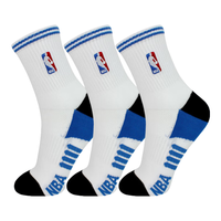 NBA袜子男士中筒时尚运动袜秋冬毛圈加厚毛巾底防滑跑步篮球棉袜3双 漂白3双