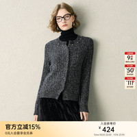 颜域驼色单排扣修身毛衣女装2025冬季保暖加厚羊毛开衫外套女 深灰 L