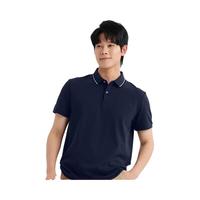 十如仕polo衫男纯棉短袖镶边透气速干翻领商务休闲通勤 P22 海军蓝 M