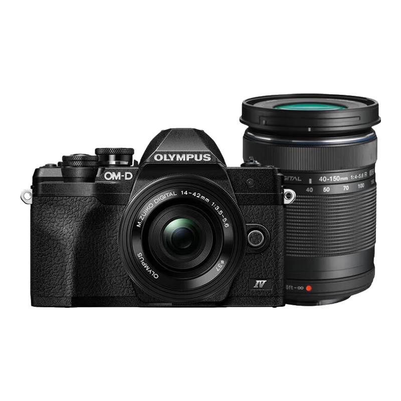 OLYMPUS 奥林巴斯 E-M10 Mark IV 双头套机 黑色 微单相机