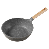 MELING 美菱 MeiLing） 麦饭石不粘锅炒锅煎炒锅炒菜锅家用不挑炉灶电磁燃气通用 24cm 适合1-3人