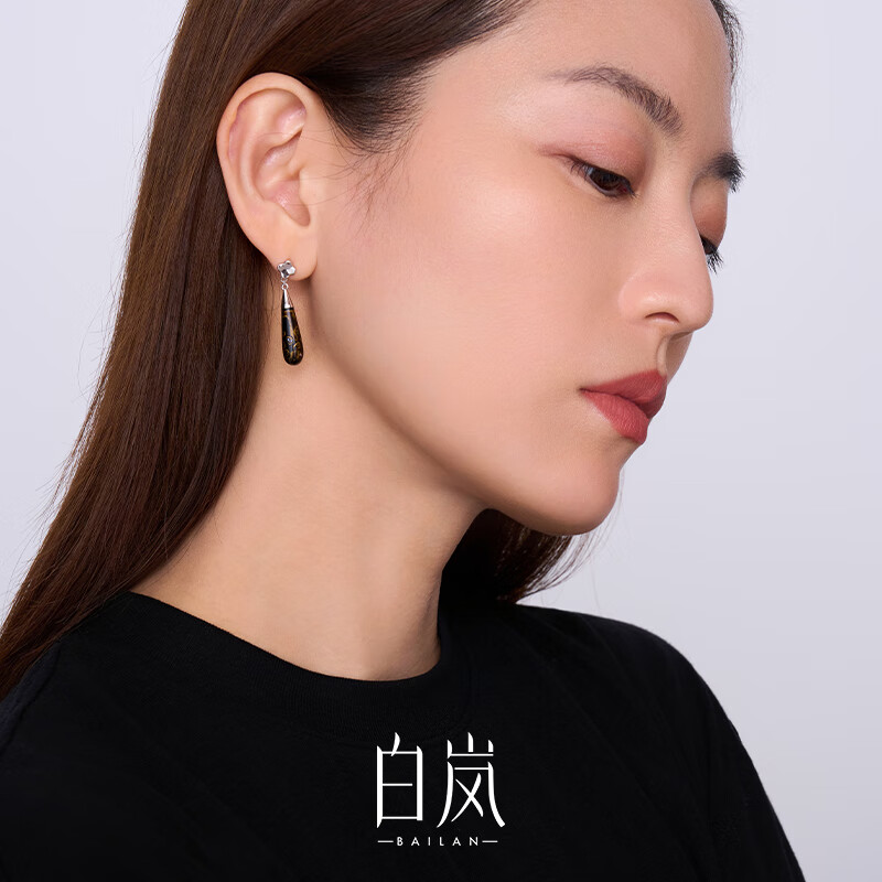 白岚海棠大漆耳坠螺钿耳环耳饰女耳坠轻奢时尚精致气质 海棠大漆耳坠