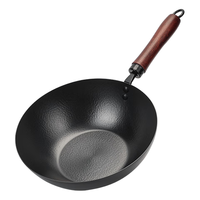 阎铁匠章丘小铁锅奶锅炒锅炒菜锅一人食平底无涂层家用熟铁锅电磁炉24cm 小铁锅+玻璃盖 24cm