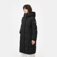 坦博尔 泡芙长款羽绒服女小个子秋冬宽松保暖连帽面包服外套TB5530822D 黑色 XS (155)