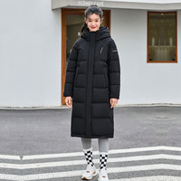 坦博尔羽绒服女长款连帽城市运动时尚简约外套TBF550852J 黑色 XL (175)