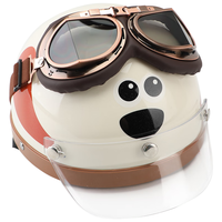 Andes HELMET 3c认证卡通狗狗摩托车头盔电瓶电动车半盔夏季男女哈雷可爱帽 复古透明狗狗 均码